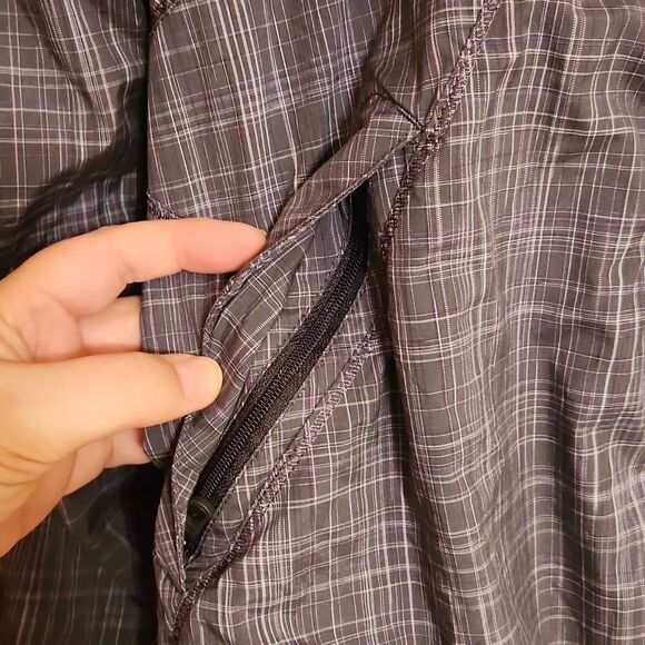 Lululemon Gray Plaid Athletic Jacket w/ Packable Hood Size Small - Picture 4 of 12